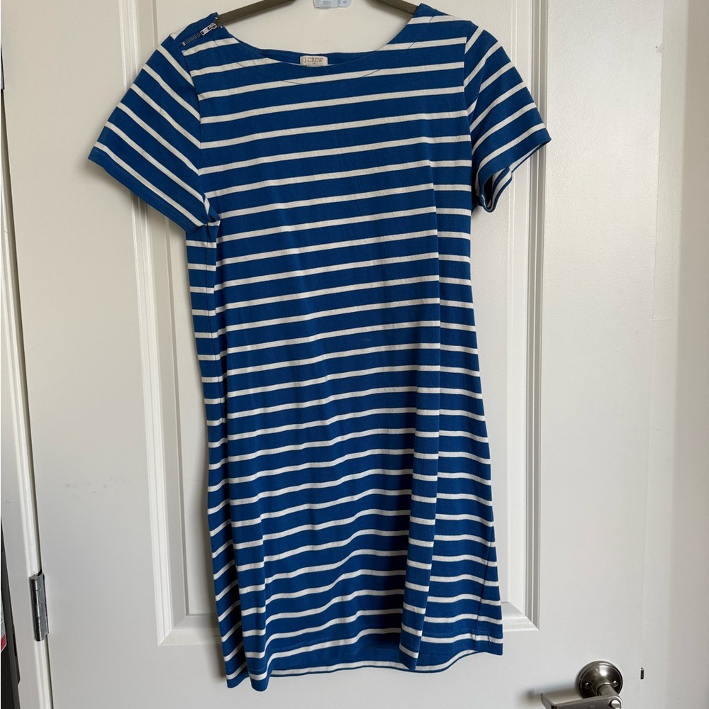J. Crew Blue and White Striped Dress